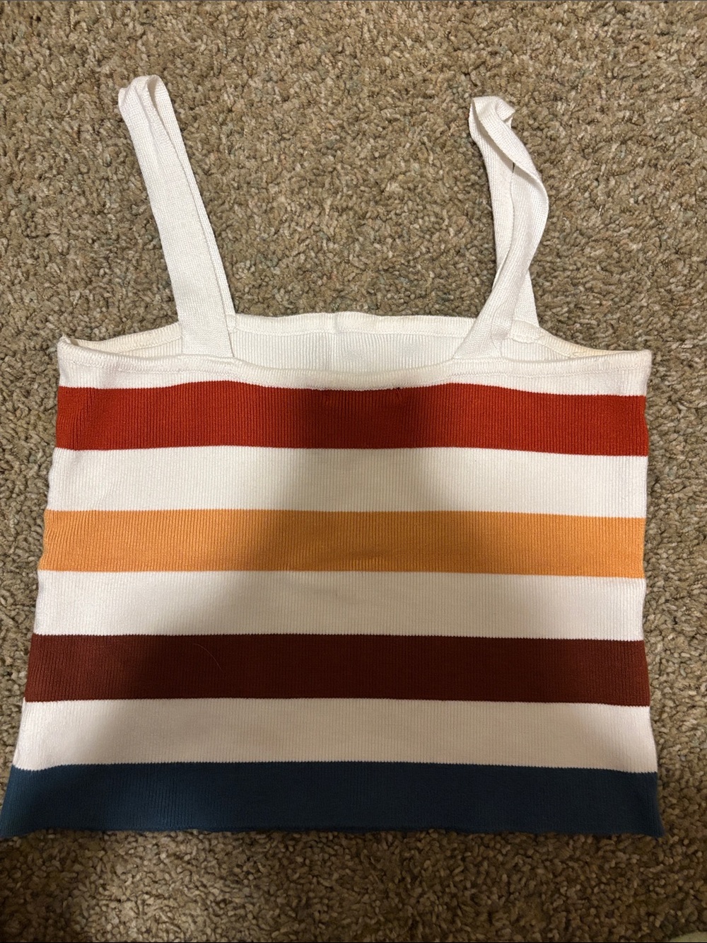 Forever 21 Striped Knit Tank Top — White with Red, Orange, Brown & Blue Stripes - Picture 3 of 3